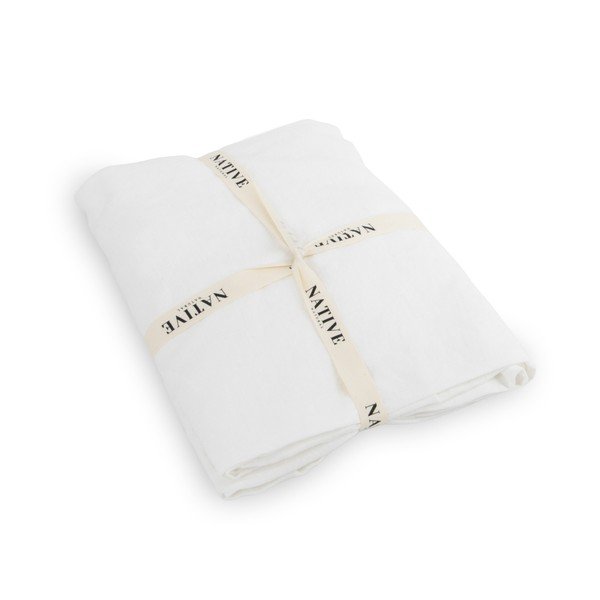 Fehér egyszemélyes len ágyneműhuzat 135x200 cm Blanco – Native Natural-image-3