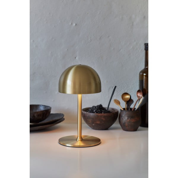 Sárgaréz színű LED asztali lámpa távirányítóval, fém búrával (magasság 22 cm) Tim – Sirius-image-3