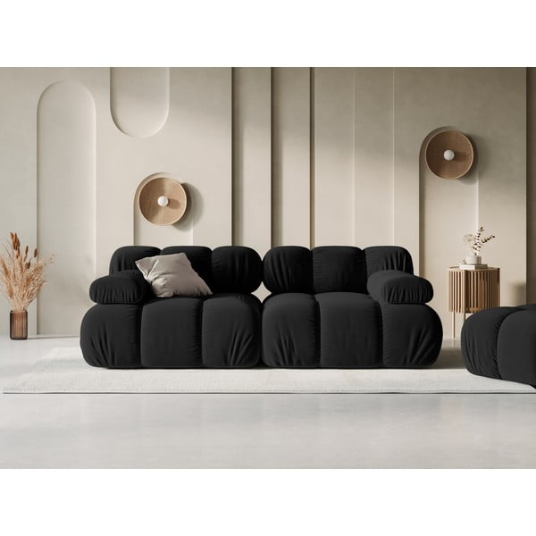 Fekete bársony kanapé 188 cm Bellis – Micadoni Home-image-1