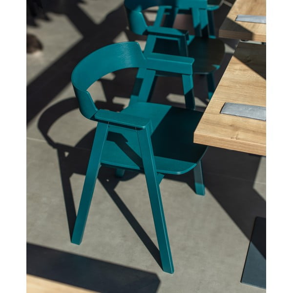 Petróleum színű tölgyfa karfás étkezőszék Flip – Gazzda-image-1