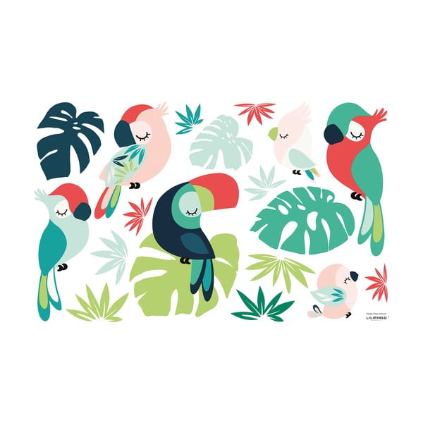 Matrica lap 64x40 cm Monstera Toucan Perroquets – Lilipinso