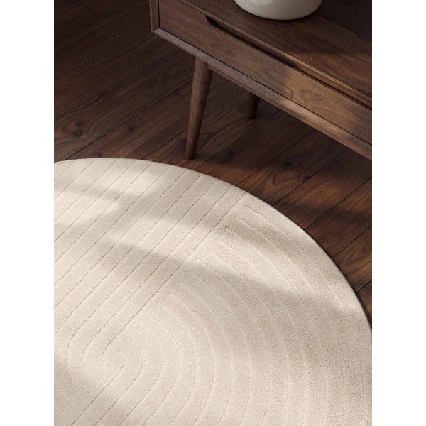 Krémszínű kézi szövésű gyapjú kerek szőnyeg ø 120 cm Arcura – Vikosa-image-2