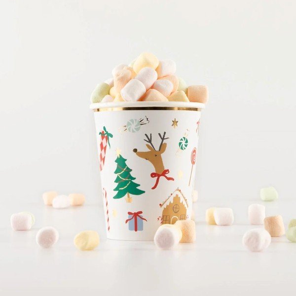 Egyszer használatos papírpohár készlet 8 db-os Jolly Christmas – Meri Meri-image-1