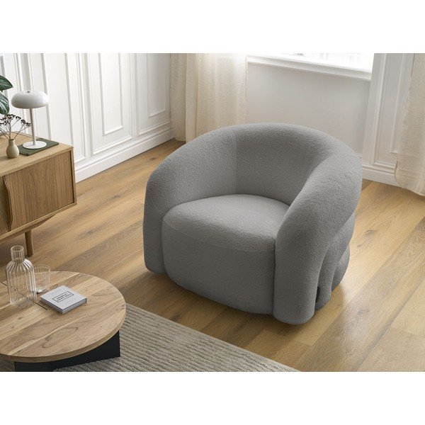 Szürke forgó buklé fotel Elina – Bobochic Paris-image-1