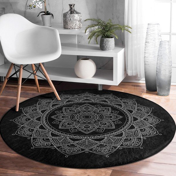 Fekete mosható-robotporszívóval tisztítható kerek szőnyeg ø 100 cm Comfort – Mila Home-image-4