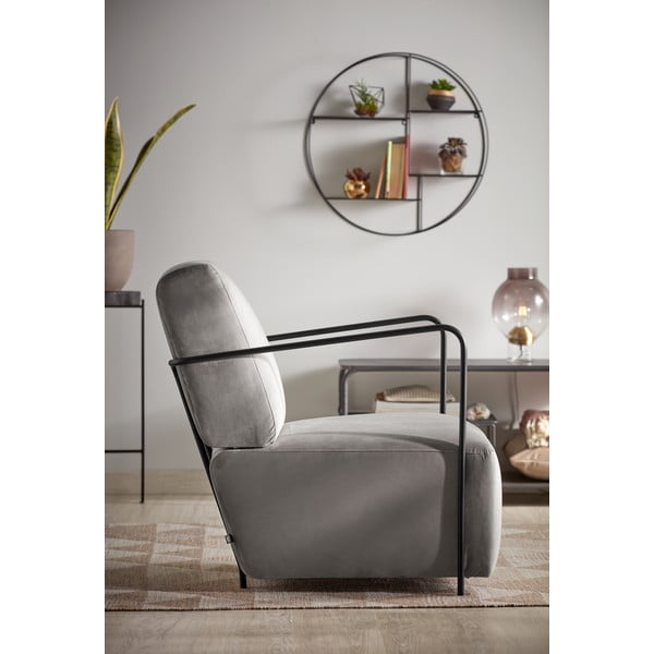 Gamer szürke bársony fotel - Kave Home-image-1