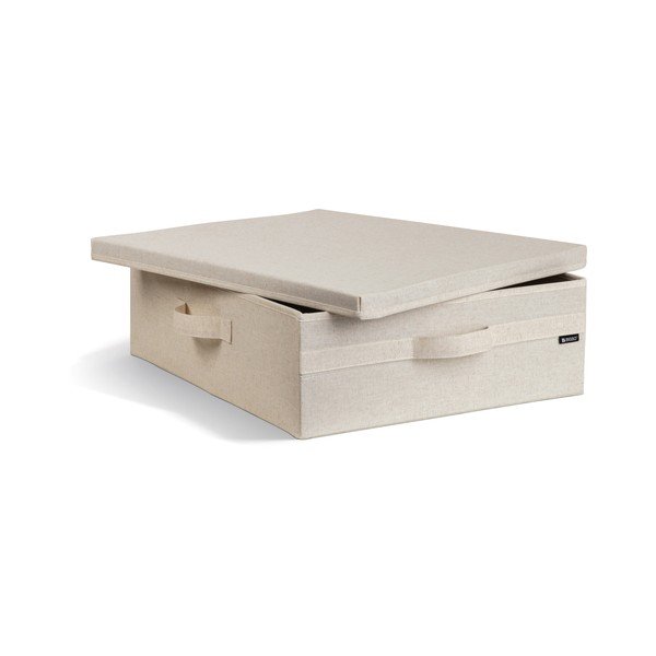 Bézs fedeles textil tárolódoboz 46x56x16 cm Soft Storage Low – Bigso-image-2