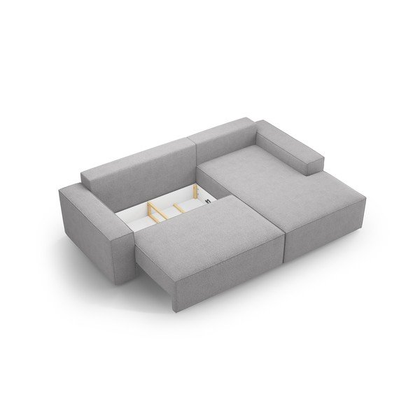 Világosszürke buklé kinyitható sarokkanapé (jobb oldali) Jodie – Micadoni Home-image-4