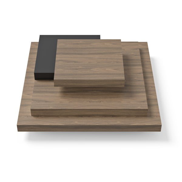 Fekete-natúr színű dohányzóasztal diófa dekorral 110x110 cm Slate – TemaHome-image-3