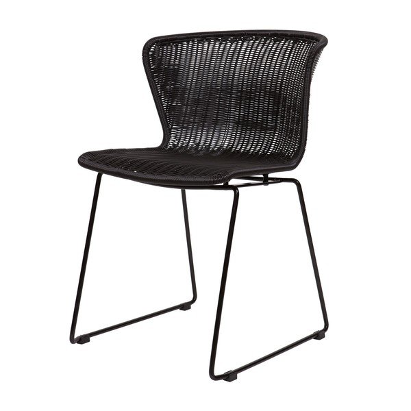 Fekete műrattan kerti szék szett 2 db-os Wings – WOOOD