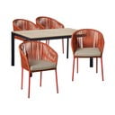 Trapani piros 4 személyes kerti étkezőszett székekkel és Thor asztallal, 147 x 90 cm - Bonami Selection