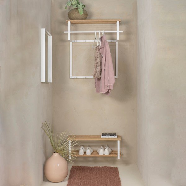 Fehér-natúr színű fém fali fogas polccal 76 cm Rizzoli – Spinder Design-image-3