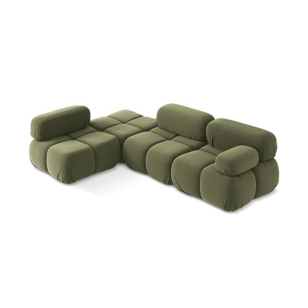 Világoszöld bársony moduláris sarokkanapé (bal oldali) Lokua – Makamii-image-2