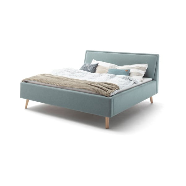 Kék-szürke kárpitozott franciaágy ágyrács nélkül 160x200 cm Frieda – Meise Möbel-image-4