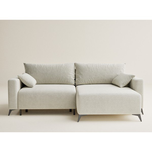 Krémszínű zsenília kinyitható-tárolóhelyes sarokkanapé (jobb oldali-heverő résszel) Leon – Maison de Rêve-image-2