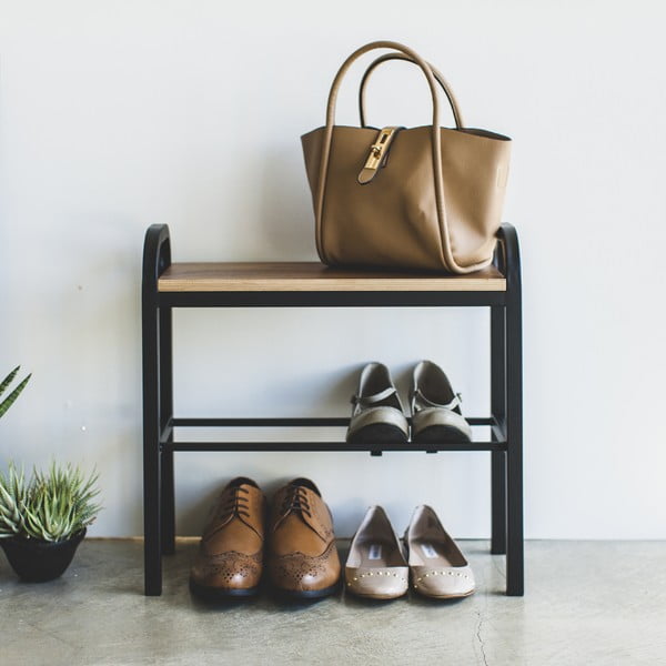 Fekete-natúr színű fém cipőtartó Tower – YAMAZAKI-image-1