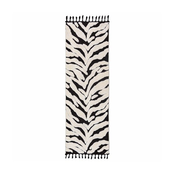 Fekete-fehér futószőnyeg 80x300 cm Esra Zebra – Flair Rugs