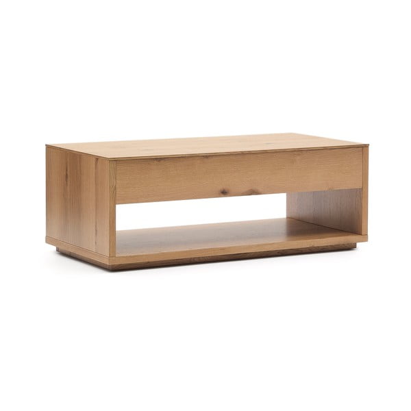 Natúr színű dohányzóasztal tölgyfa dekorral 60x120 cm Alguema – Kave Home-image-3