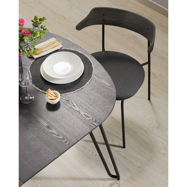 Bővíthető étkezőasztal kőrisfa dekoros asztallappal 90x140 cm Norfort – Kave Home-image-1