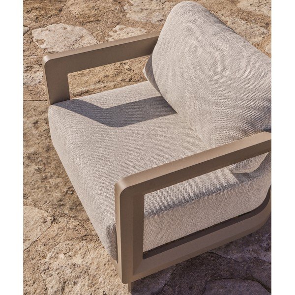 Krémszínű-szürkésbarna párnázott kerti fotel Nerano – Kave Home-image-4
