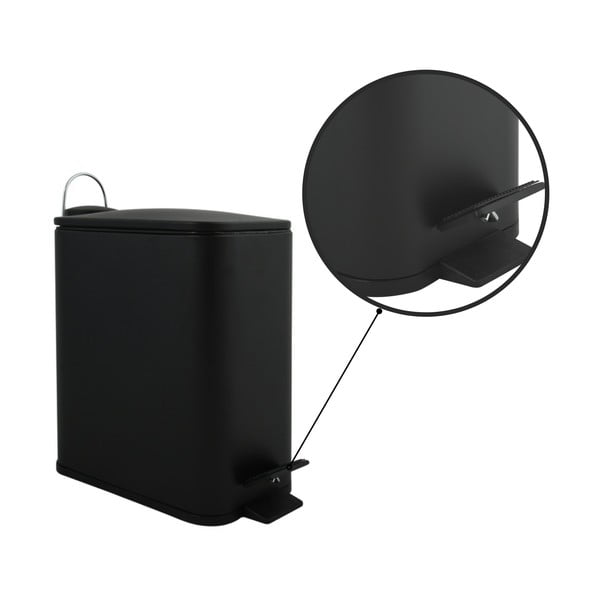 Matt fekete acél pedálos szemetes 5 l   Erik – Spirella-image-2