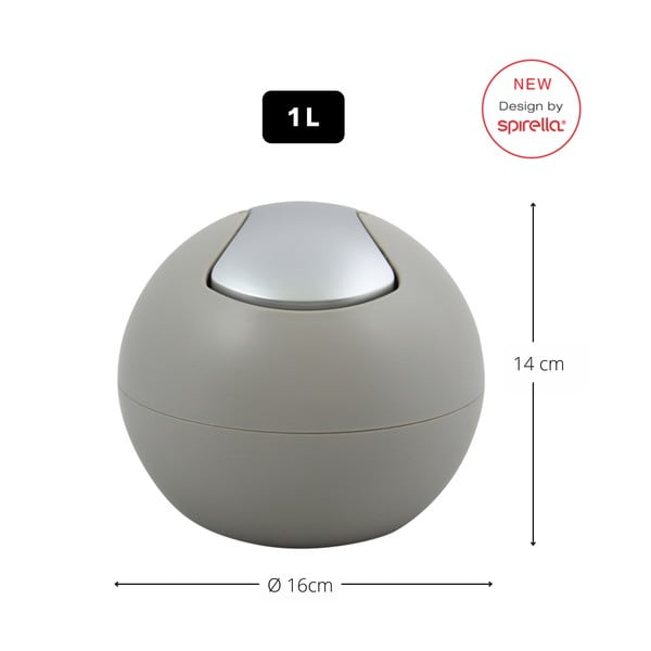 Szürkésbarna műanyag szemetes 1 l   Bowl Matt – Spirella-image-2