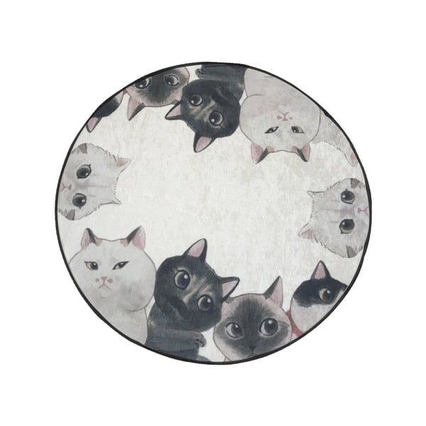 Lismo Cats fehér-szürke fürdőszobai kilépő, ⌀ 100 cm