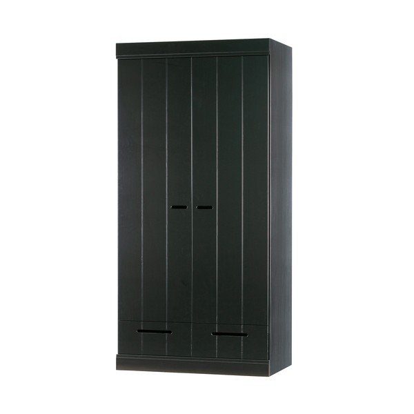 Connect fekete ruhásszekrény borovi fenyő konstrukcióval, szélesség 94 cm - WOOOD-image-3