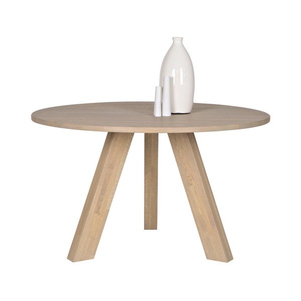 Rhonda fehérített tölgyfa étkezőasztal, Ø 129 cm - WOOOD-image-1