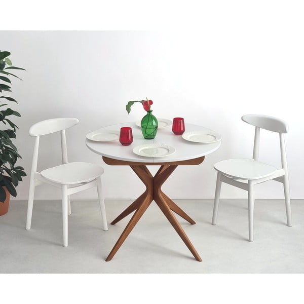 Kerek bővíthető étkezőasztal hosszabbító asztallappal ø 90 cm Jubi – Ragaba-image-3