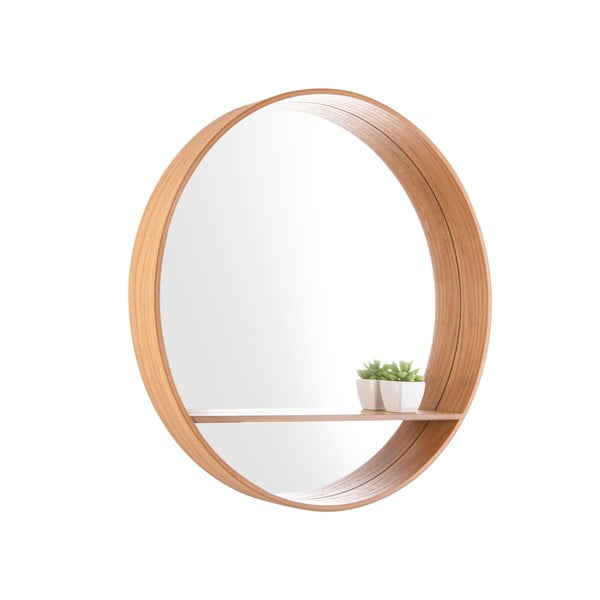 Fali tükör polccal, tömörfa kerettel ø 61 cm Sheer – PT LIVING-image-2