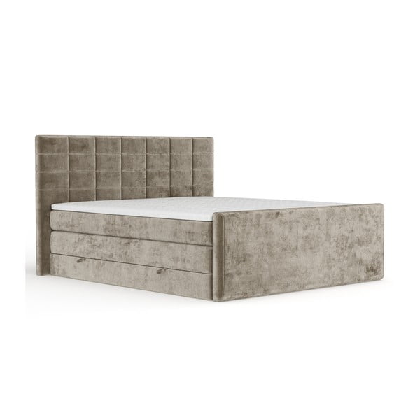 Világosbarna ágyneműtartós boxspring ágy 140x200 cm Ava – Maison de Rêve