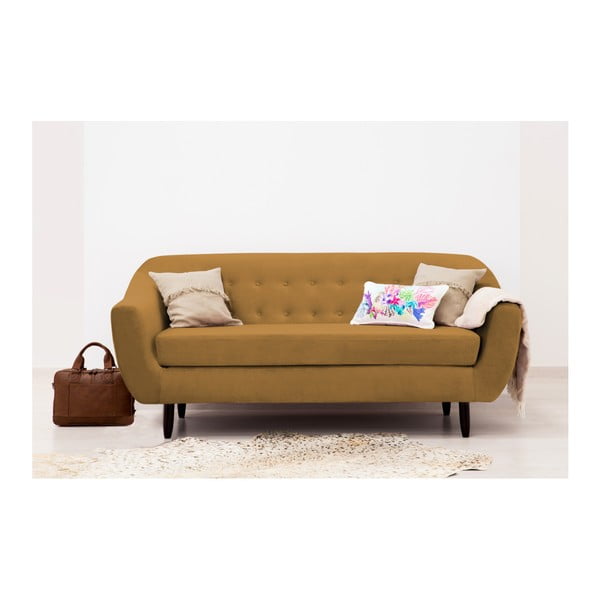 Vivonita Laurel sárga háromszemélyes kanapé - Karibu Design