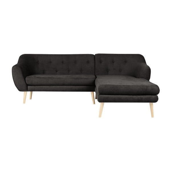 Sicile fekete kanapé jobboldali fekvőfotellel - Mazzini Sofas