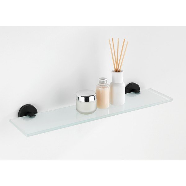 Bosio üveg fali polc, matt fekete rozsdamentes foganytúkkal - Wenko-image-2