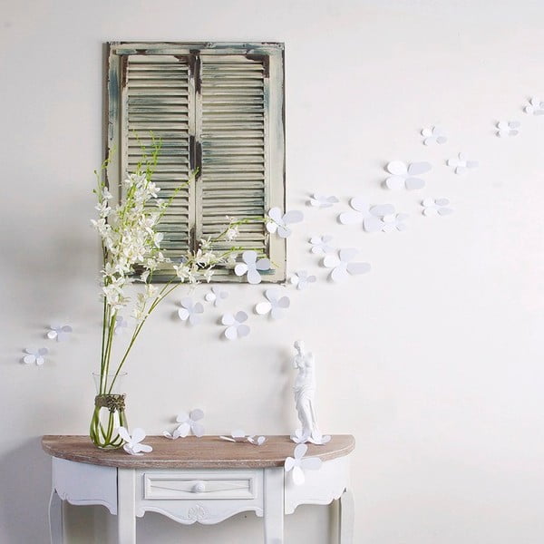 Flowers fehér 3D hatású 12 darabos öntapadós matricaszett - Ambiance-image-1