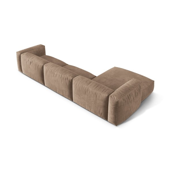 Világosbarna bársony moduláris sarokkanapé (bal oldali-heverő résszel) Martina – Micadoni -image-3