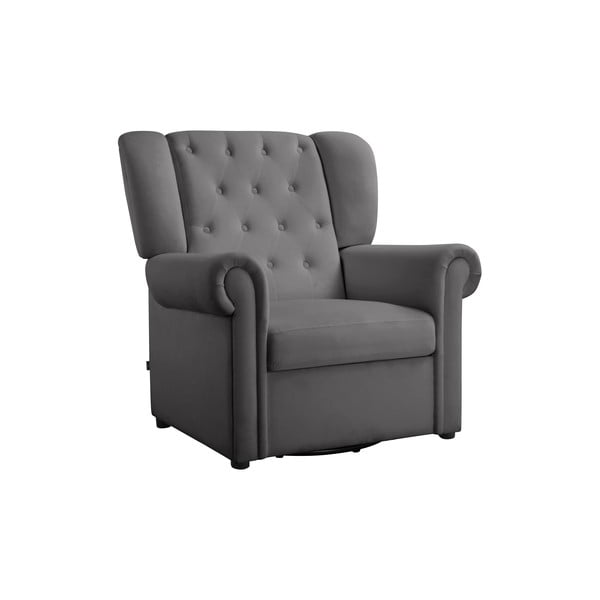 Szürke bársony chesterfield-hinta fotel Lillyse – Støraa