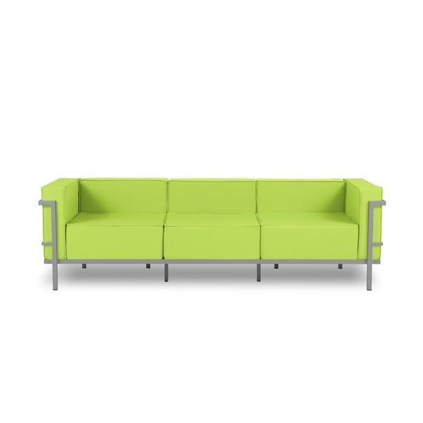 Cannes lime zöld háromszemélyes kültéri kanapé szürke kerettel - Calme Jardin