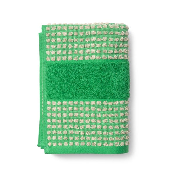 Zöld-bézs bio pamut fürdőlepedő 70x140 cm Check – JUNA