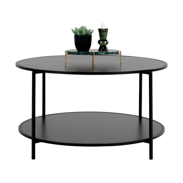 Fekete kerek dohányzóasztal fekete asztallappal ø 80 cm Vita – House Nordic-image-2
