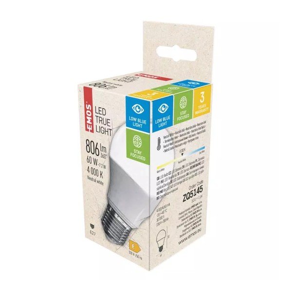 Semleges színű LED izzó E27, 7 W – EMOS-image-1