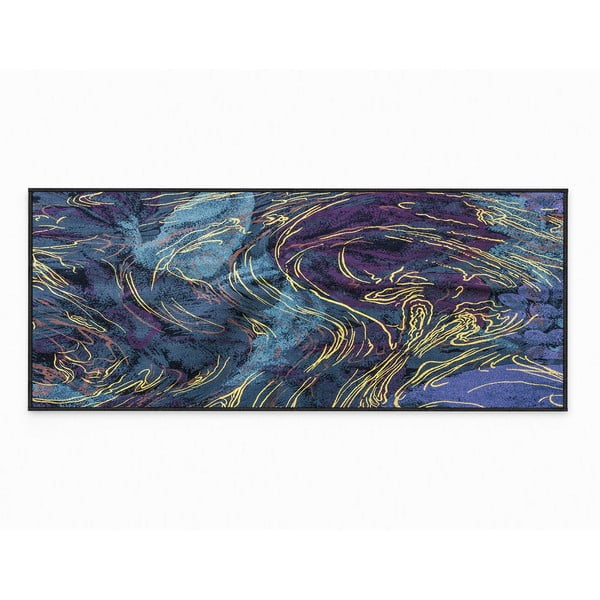 Sötétkék mosható szőnyeg 80x150 cm Swirls – Oyo Concept-image-2