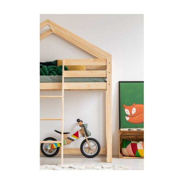 Mila DMPA házikó emeletes ágy borovi fenyőfából, 80 x 180 cm - Adeko-image-2