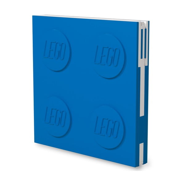 Kék négyszögletes jegyzetfüzet zselés tollal, 15,9 x 15,9 cm - LEGO®