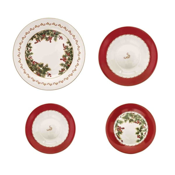 La Bacche 18 db-os porcelán étkészlet karácsonyi mintával - Brandani