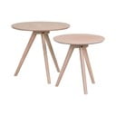 Tölgyfa kerek tárolóasztal szett 2 db-os ø 50 cm Yumi – Rowico