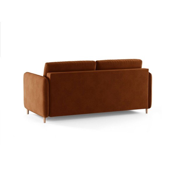 Terrakotta színű bársony kanapé mindennapos alvásra 184 cm – Micadoni -image-3