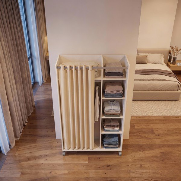 Fehér-bézs ruhásszekrény 100x160 cm Kit – Tvilum-image-3