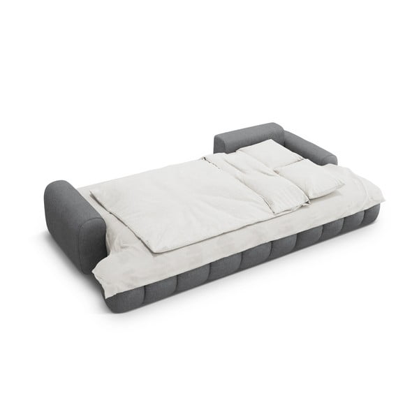 Szürke kinyitható-tárolóhelyes sarokkanapé (jobb oldali-heverő résszel) Linz – Cosmopolitan Design-image-4